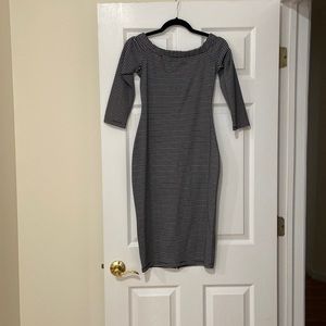 Striped bodycon off the shoulder dress